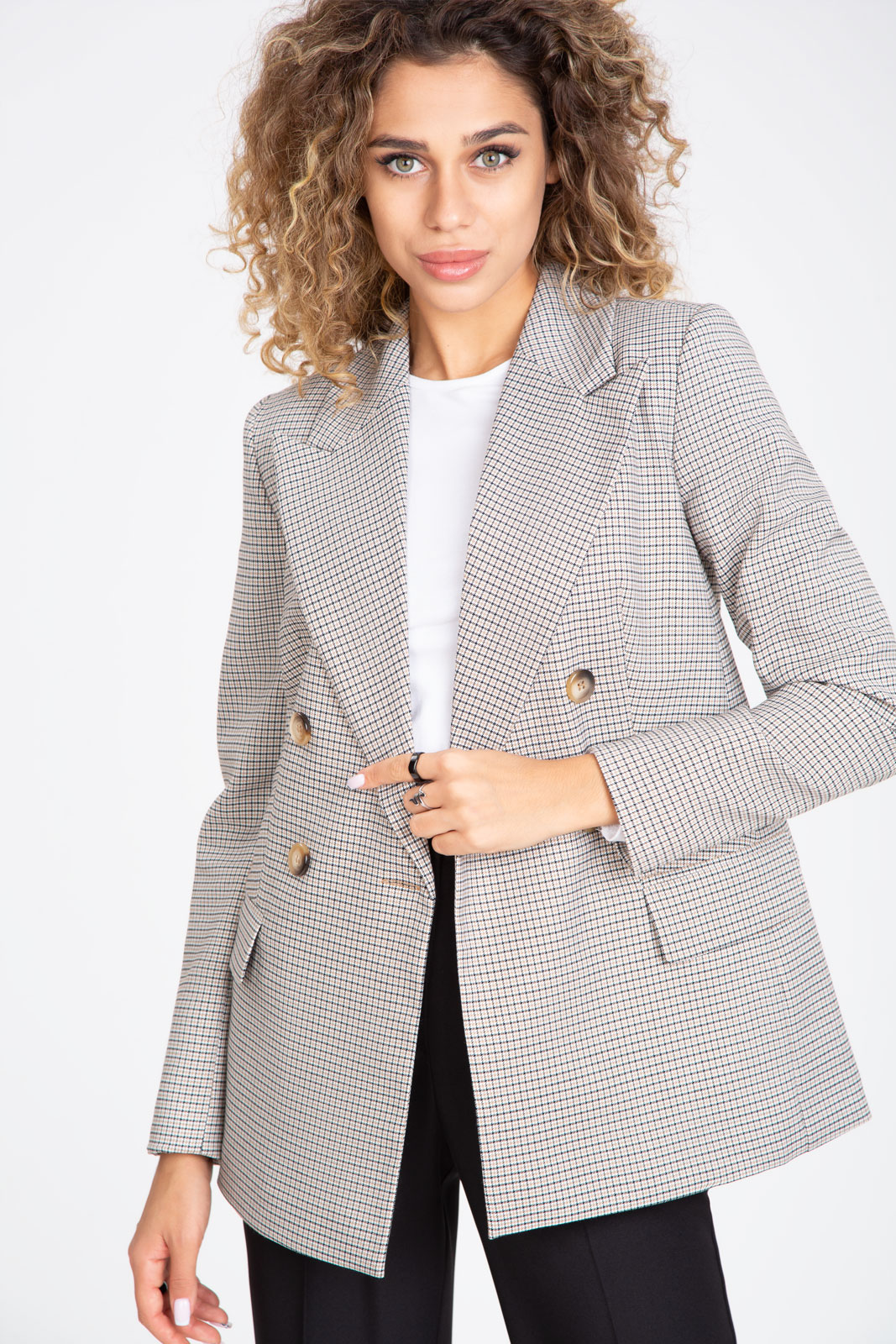 Жакет 205 бежевая клетка 42-52