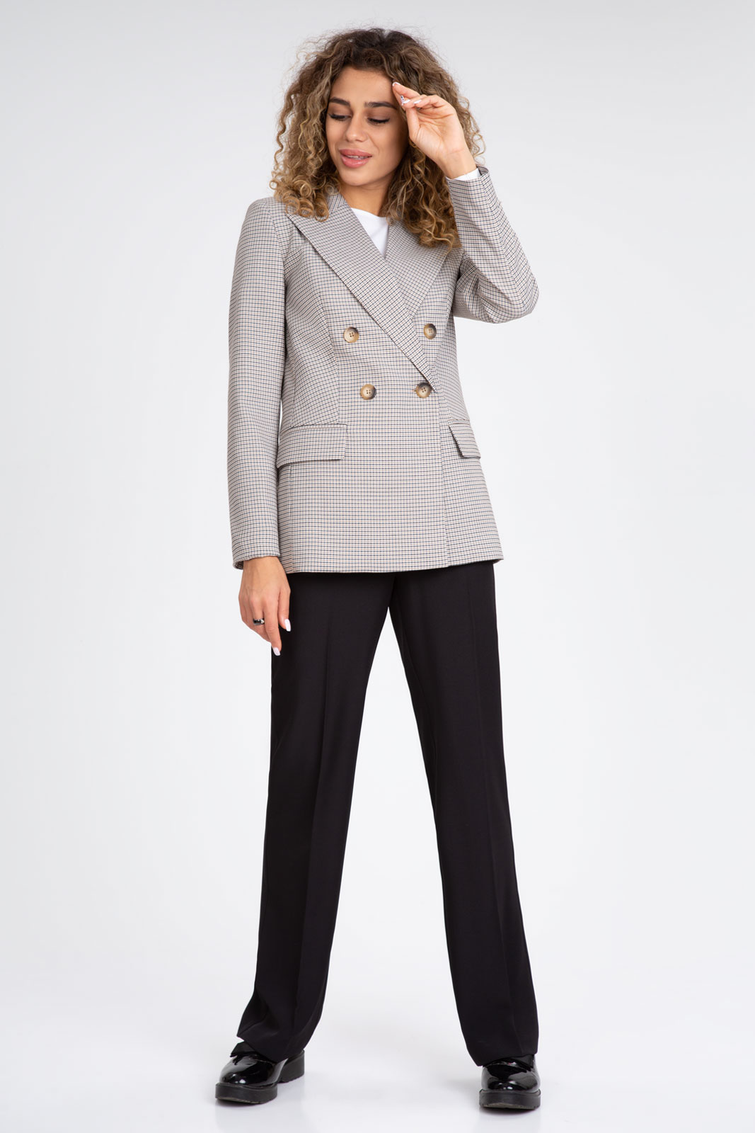 Жакет 205 бежевая клетка 42-52