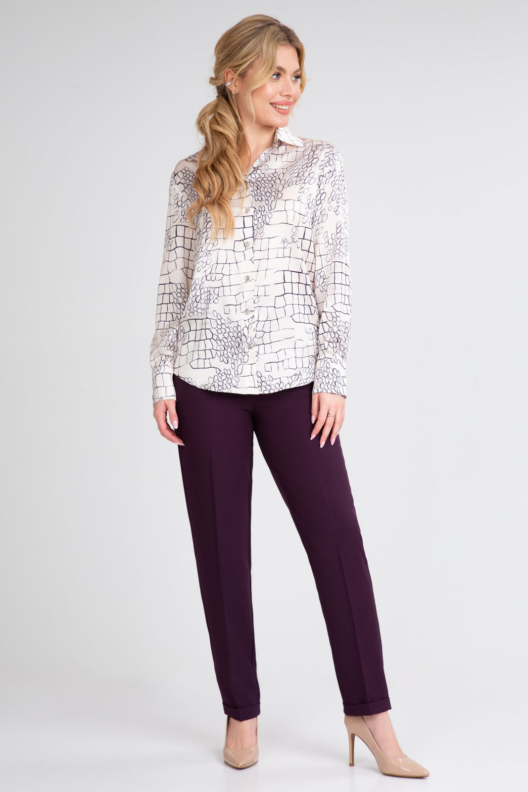 Блузка 416 принт камешки 42-58