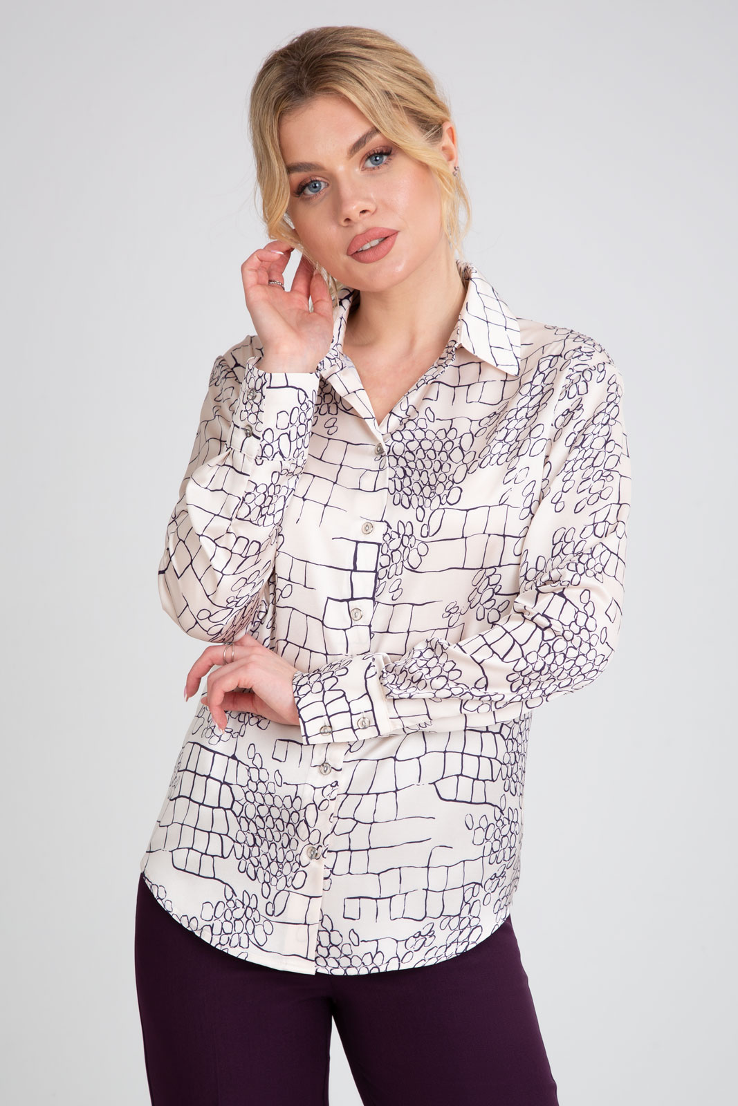 Блузка 416 принт камешки 42-58