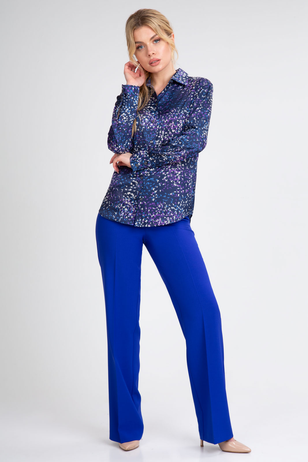 Блузка 416 принт птички 42-58