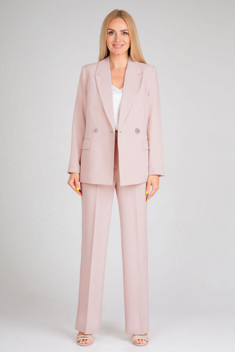 Костюм брючный 10609 цвет пудра 42-52