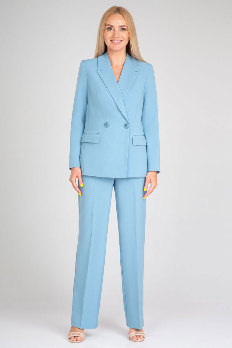 Костюм брючный 10609 голубой цвет 42-52