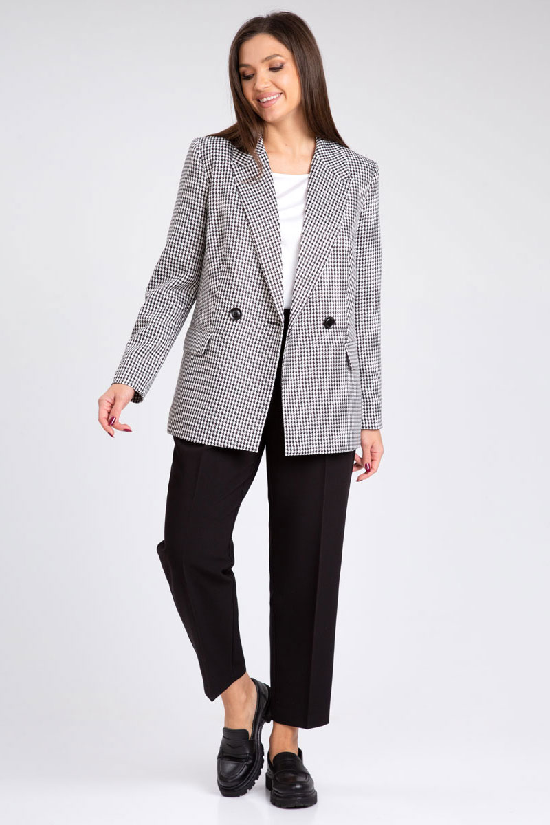 Жакет 206 гусиная лапка черно-белая 42-52