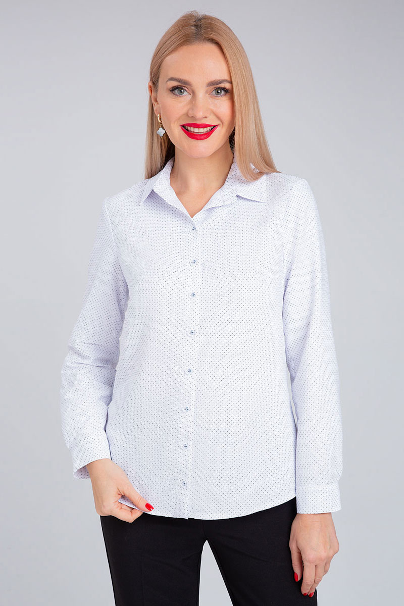 Блузка 421/1 белый горошек 42-52