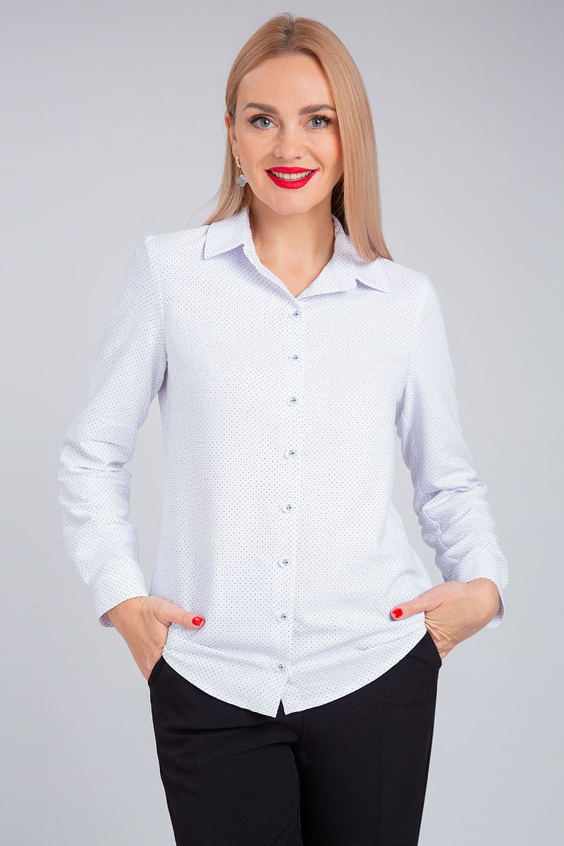 Блузка 421/1 белый горошек 42-52