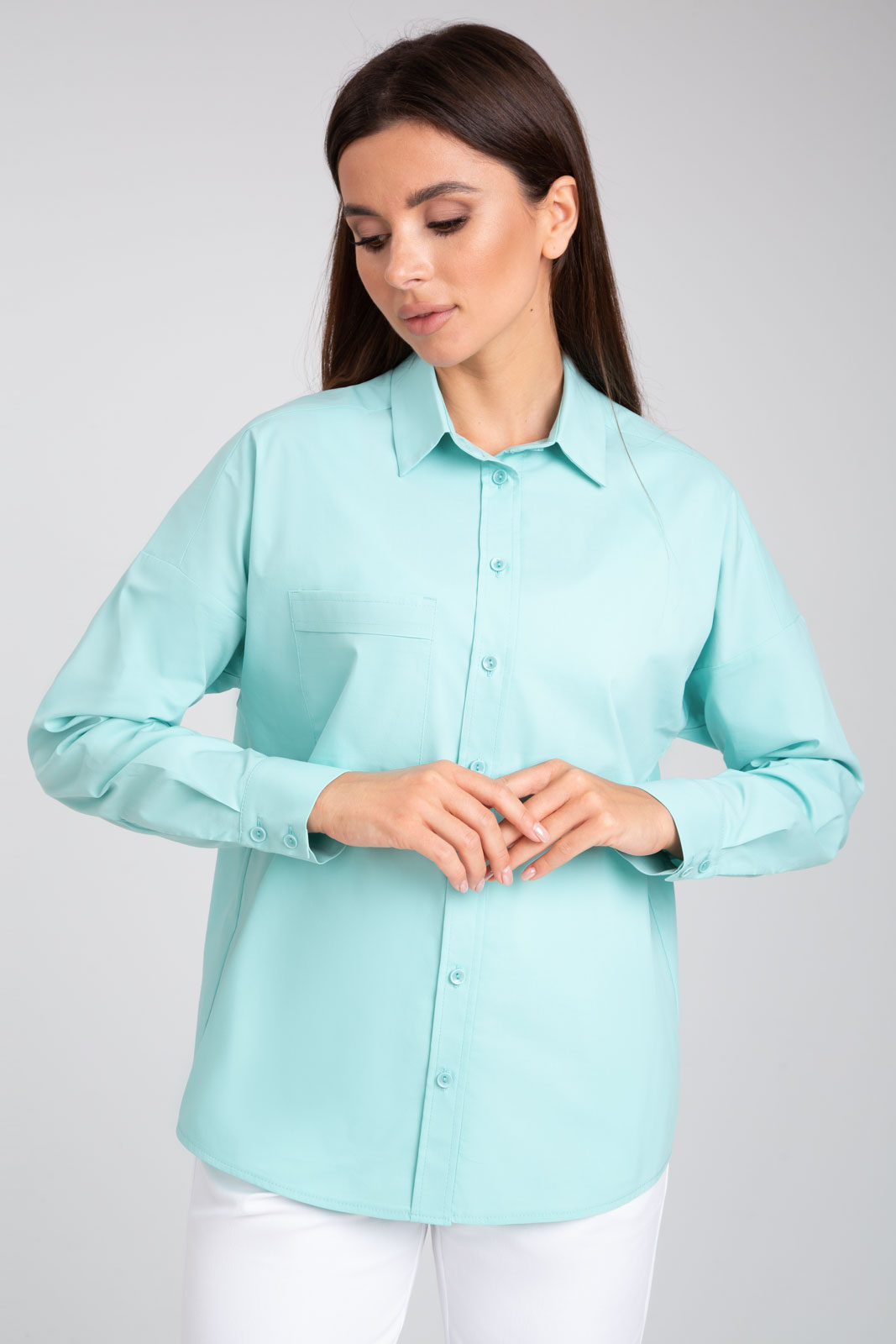 Блузка 404 лазурный цвет 42-58