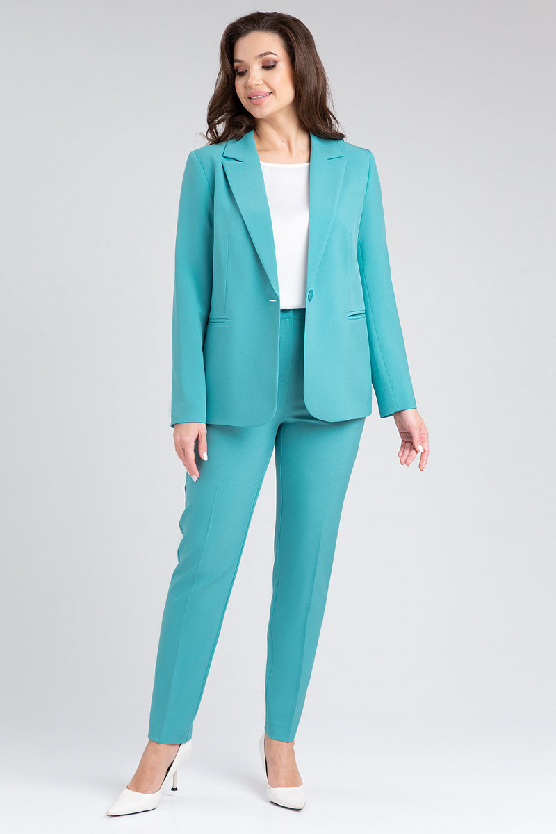 Костюм брючный 10403 бирюзовый цвет 42-58