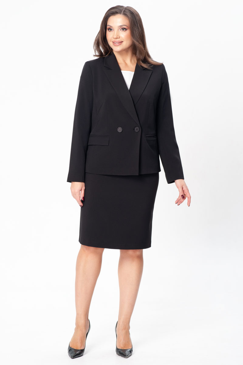 Костюм юбочный 10709 черный цвет 46-56