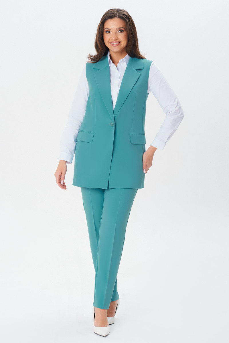 Костюм брючный 20403/1 бирюзовый цвет 42-58