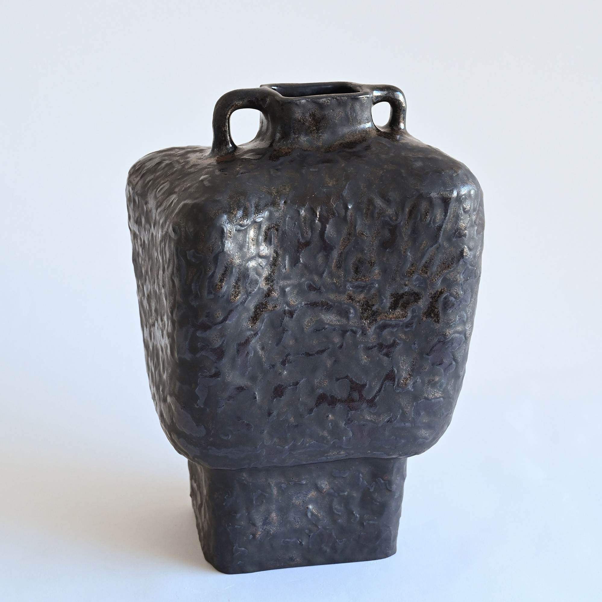 Handmade ceramic vase black metallic Portugal