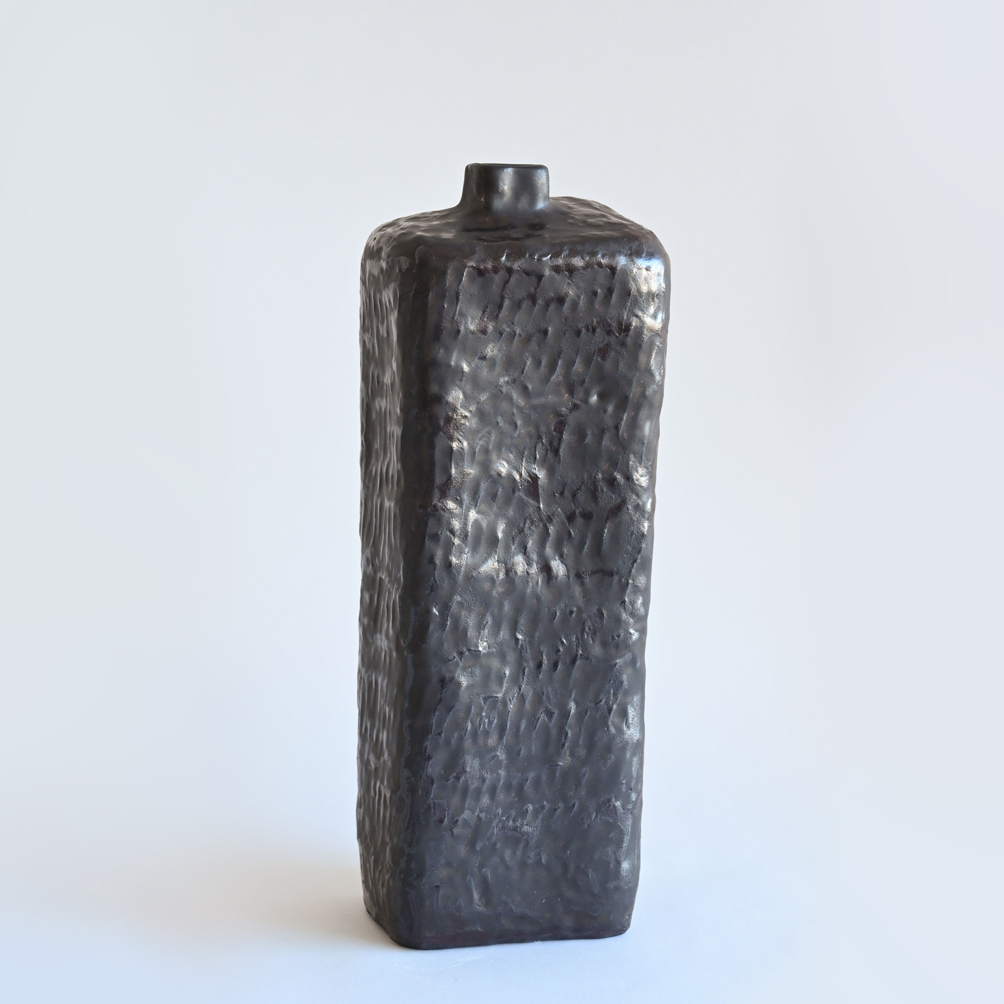 Handmade ceramic vase black metallic Portugal