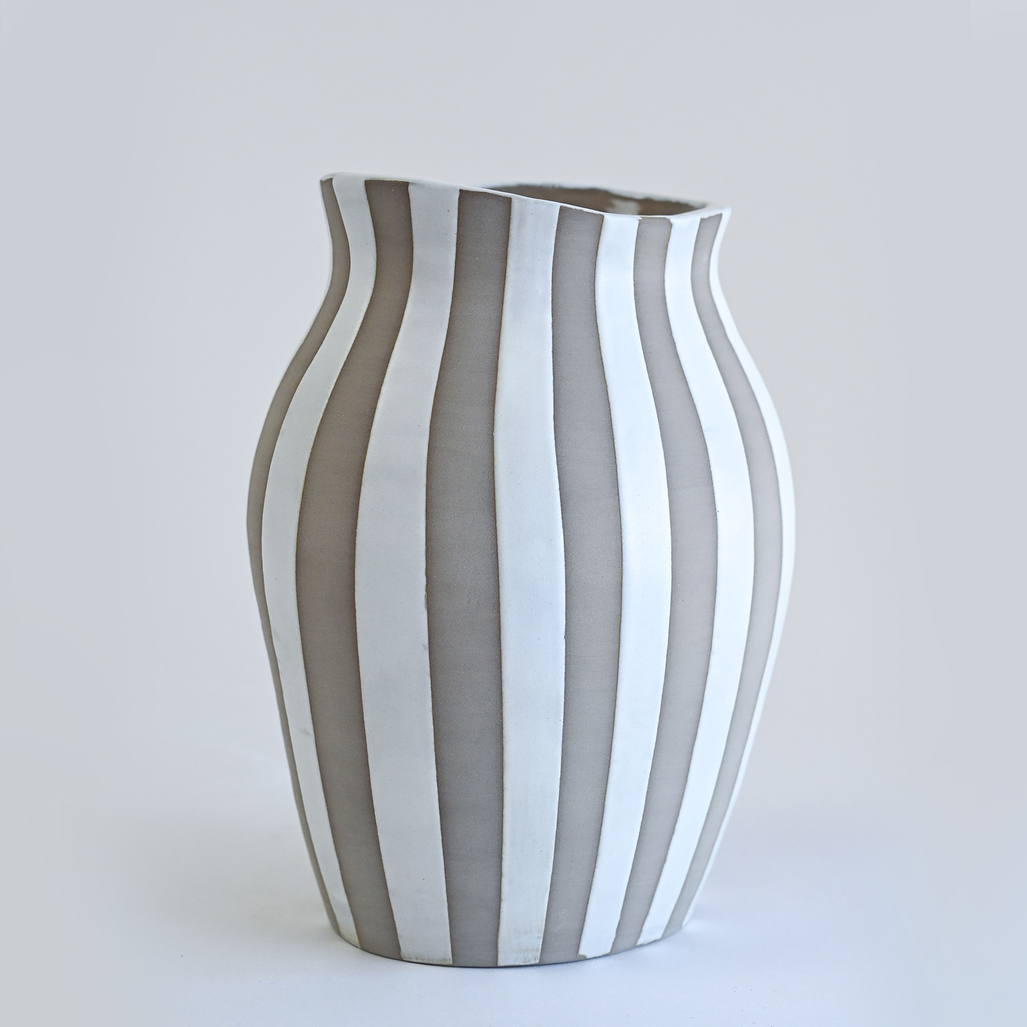 Handmade striped ceramic vase Portugal