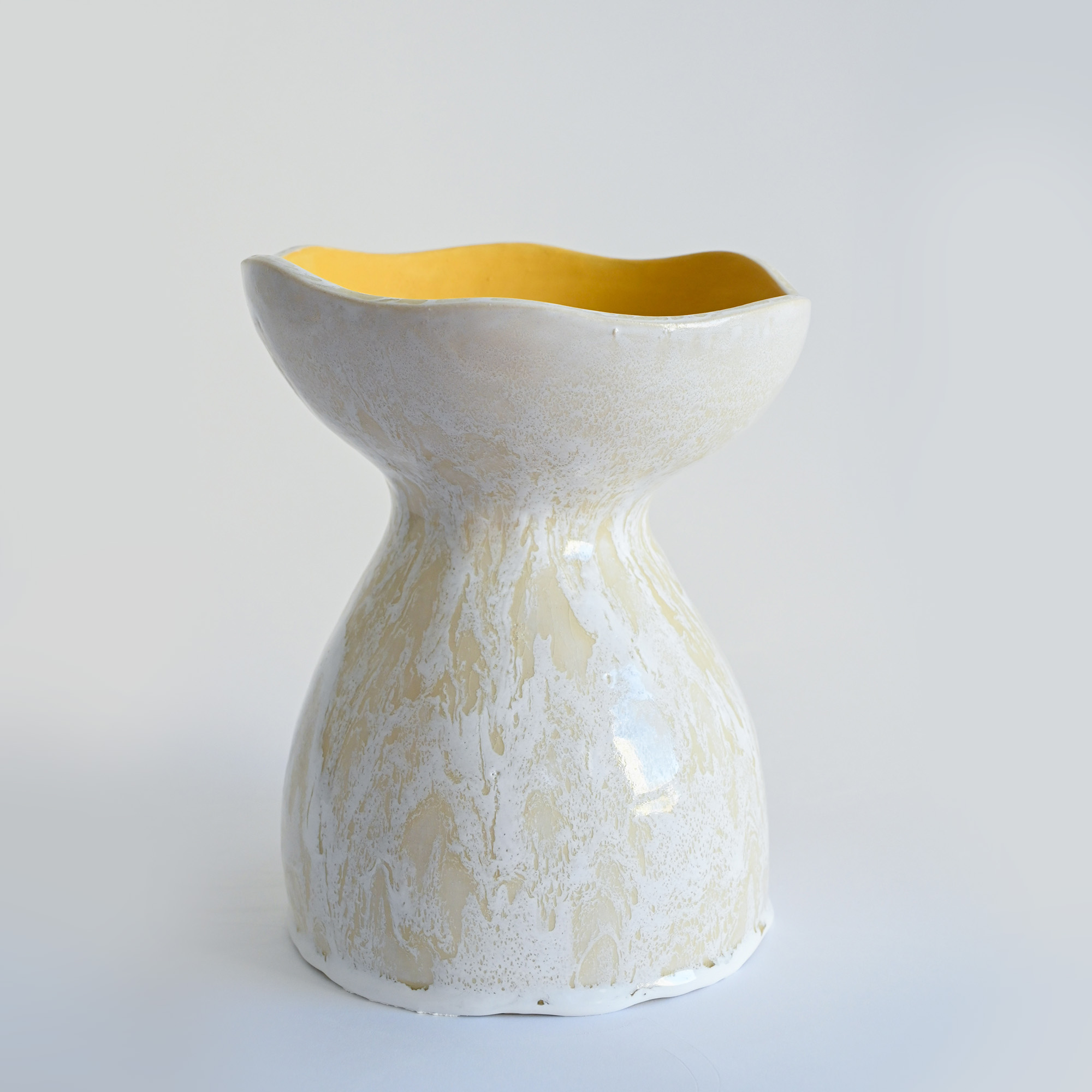 Handmade ceramic vase minimalist white Flower shaped Portugal