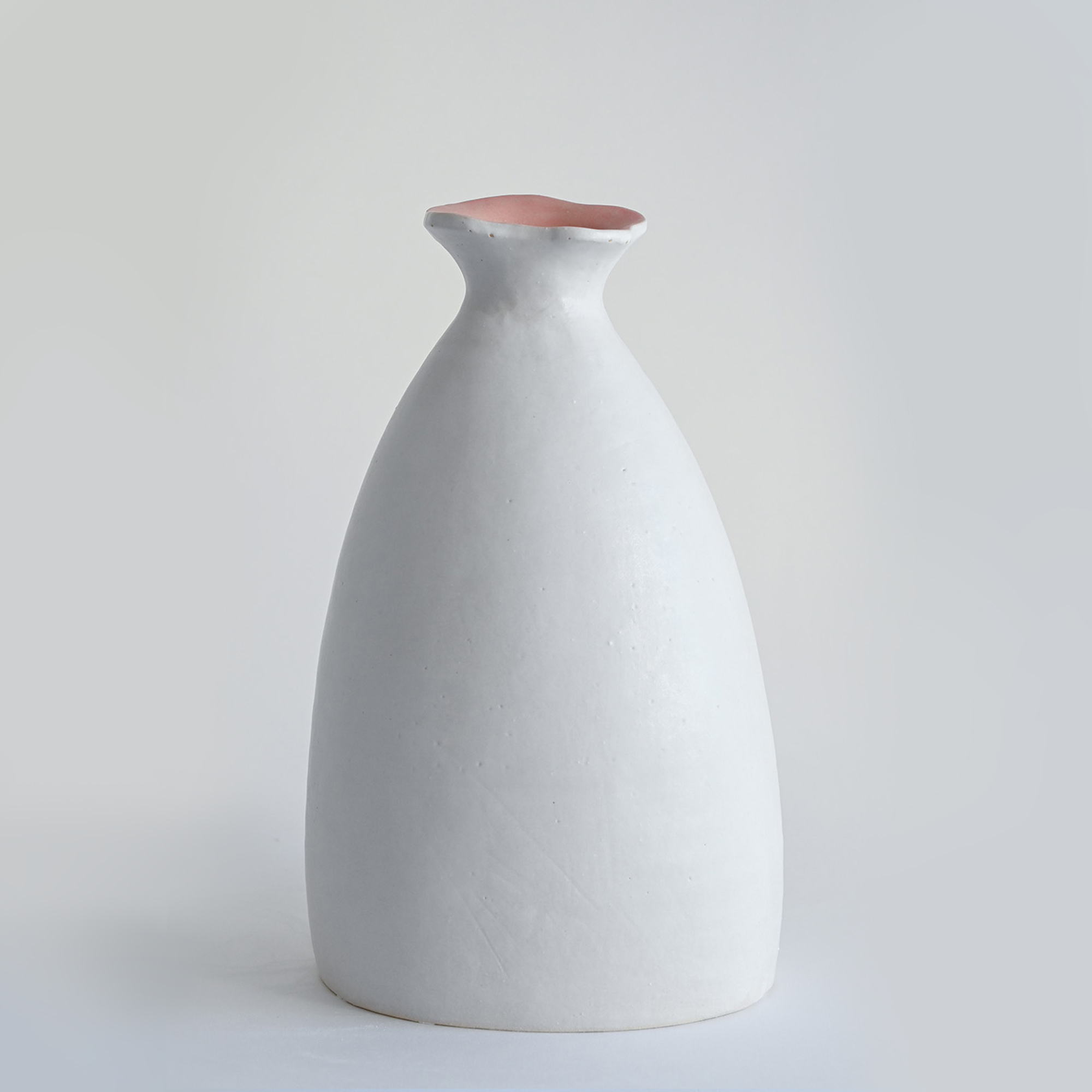 Handmade ceramic vase minimalist white Flower shaped Portugal
