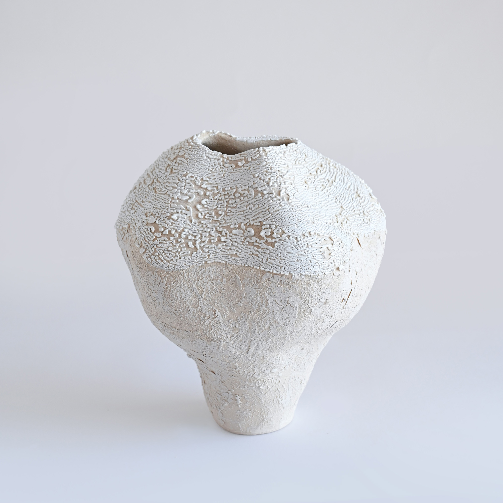 White  ceramic vase rustic/boho style with a unique texture