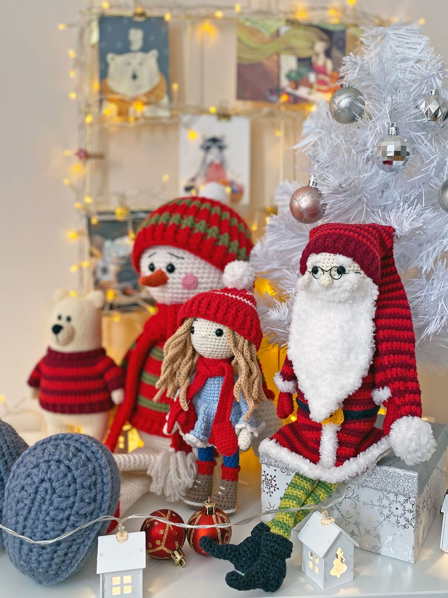 Санта, снеговик, мишка, Варенька