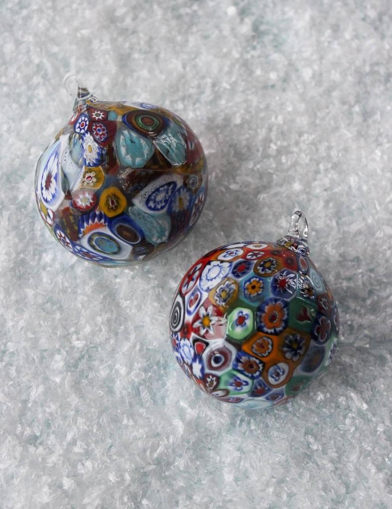 Два елочных шара Murano в технике миллефиори