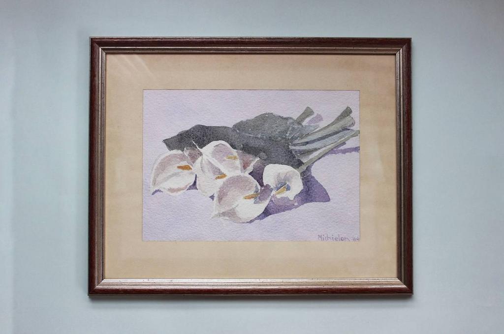 Картина акварель с каллами