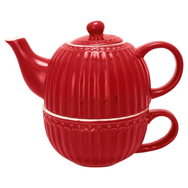 GreenGate чайник с чашкой Tea for one Alice red