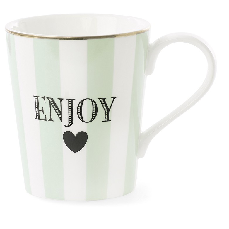 Miss Etoile чашка Enjoy салатовая полоска