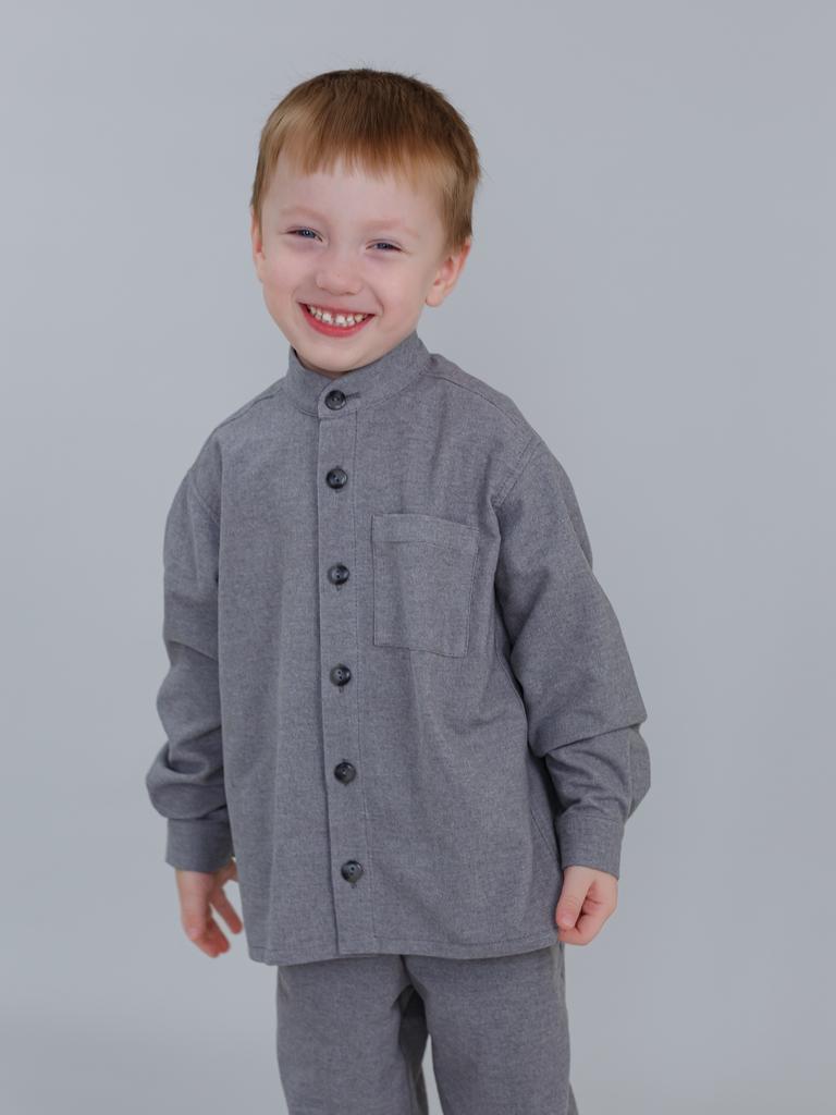 Рубашка детская фланелевая серая