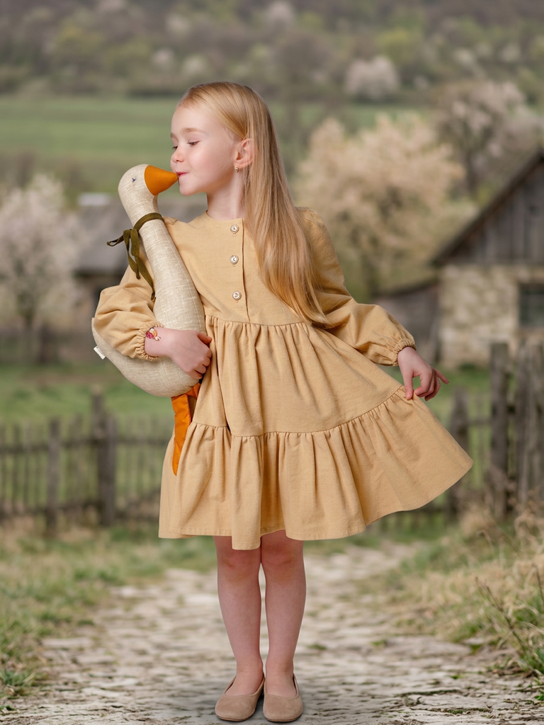 Платье фланелевое бежевое