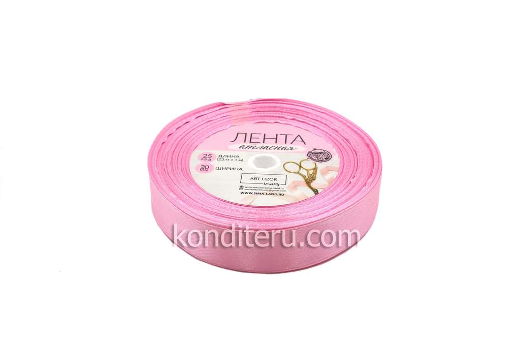 Лента атласная розовая 20 мм*23 м (арт. 5052104)