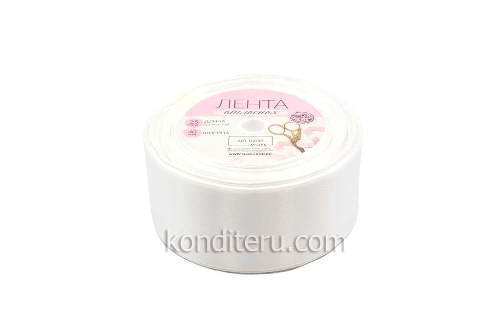Лента атласная белая 40 мм*23 м (арт. 1961201)
