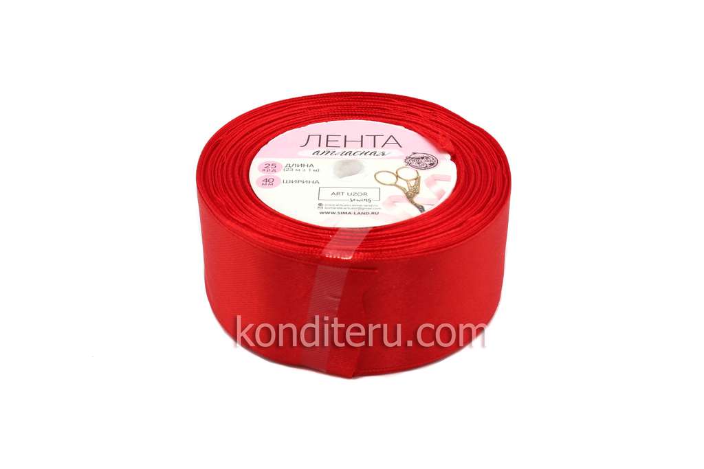 Лента атласная красная 40 мм*23 м (арт. 1218375)