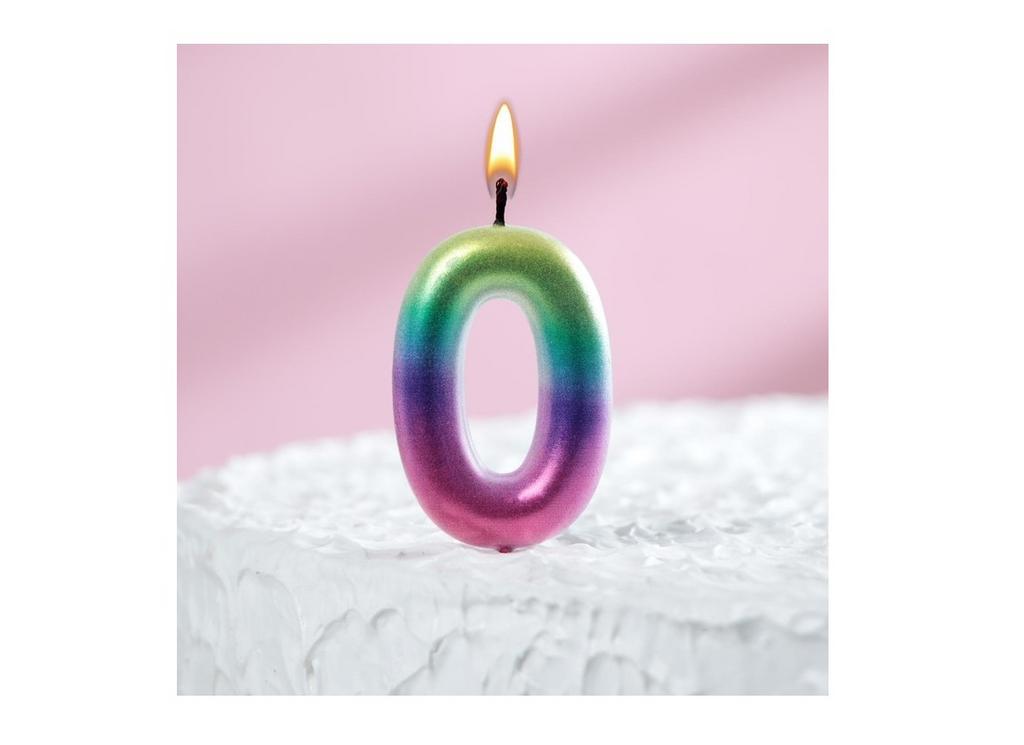 Свеча для торта "Акварель" цифра 0, 6 см