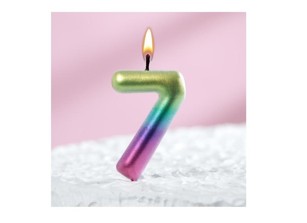 Свеча для торта "Акварель" цифра 7, 6 см