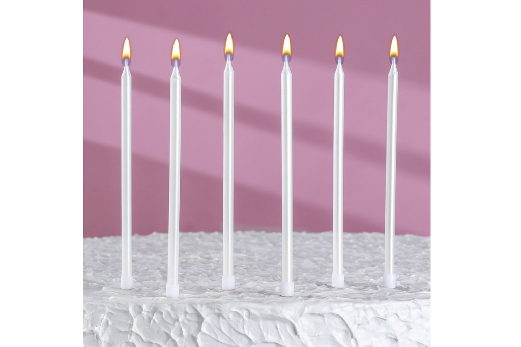 Свечи для торта Ройс жемчужный металлик, 6 шт, 13 см