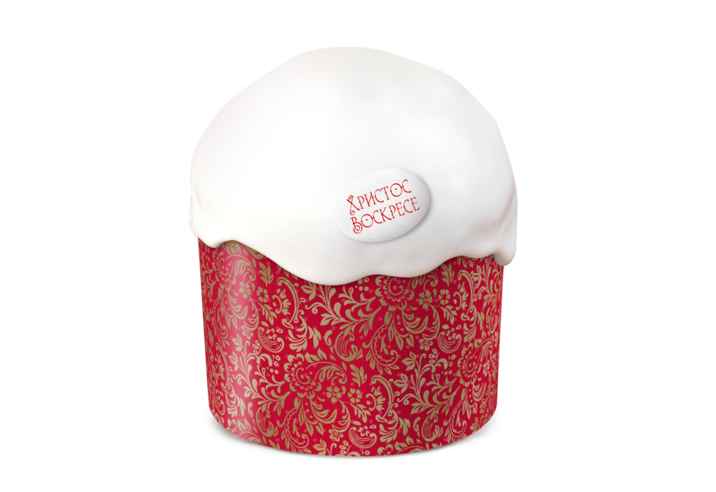 Бумажная форма для кулича "Флора красная" 90/90, 200-220 г