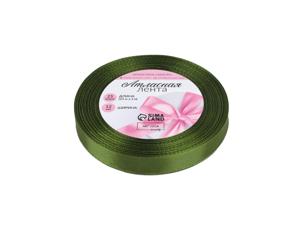 Лента атласная травяная 12 мм*23 м. (арт. 5052157)