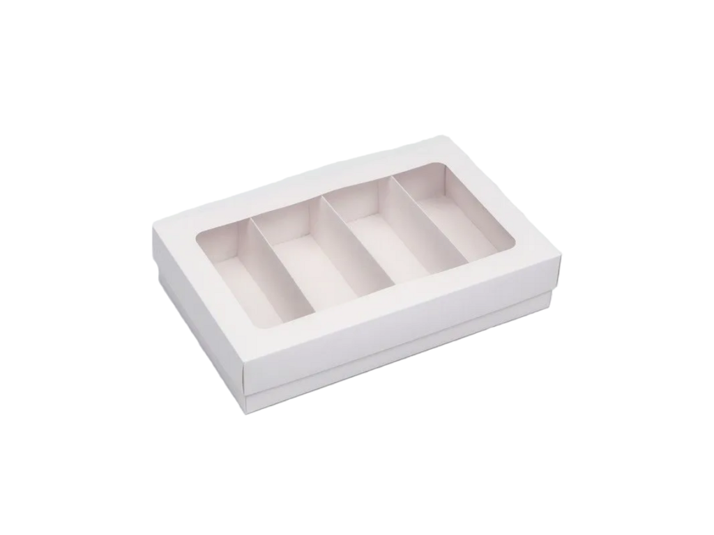 Коробка для макаронс С ОКНОМ белая, 26,5*16,5*5,5 см