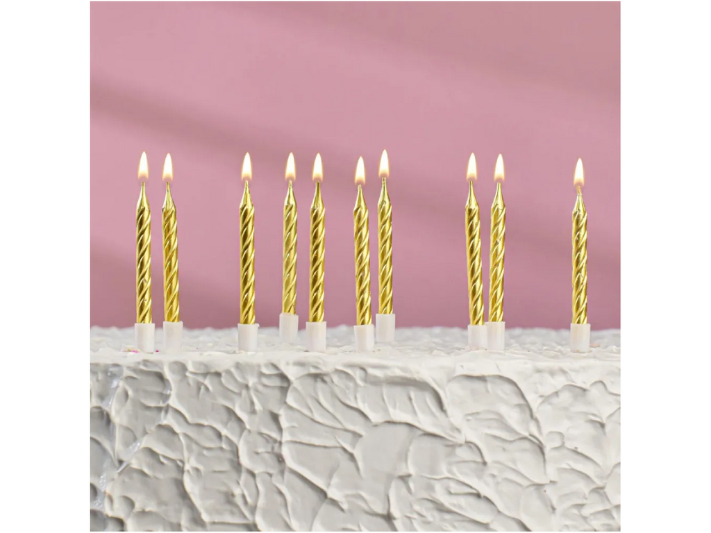 Свечи для торта Спираль золотой металлик, 10 шт, 7 см
