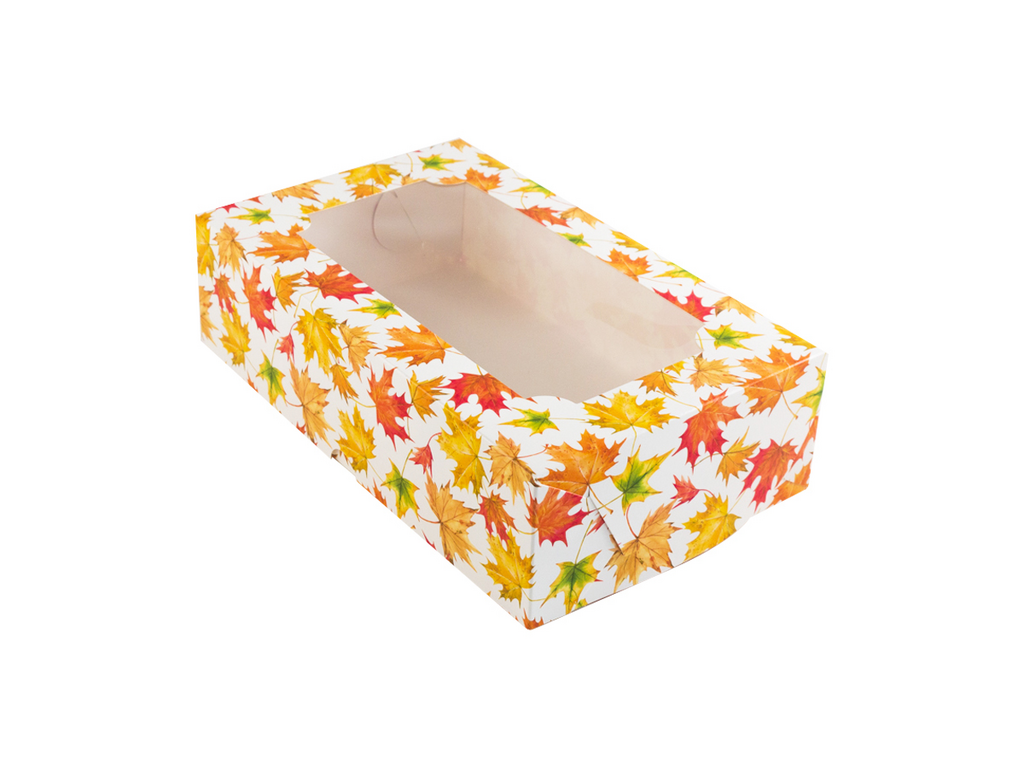 Короб под зефир "Кленовый лист", С ОКНОМ, 25*15*7 см
