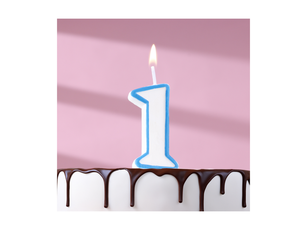 Свеча Цветной ободок цифра "1", 7 см