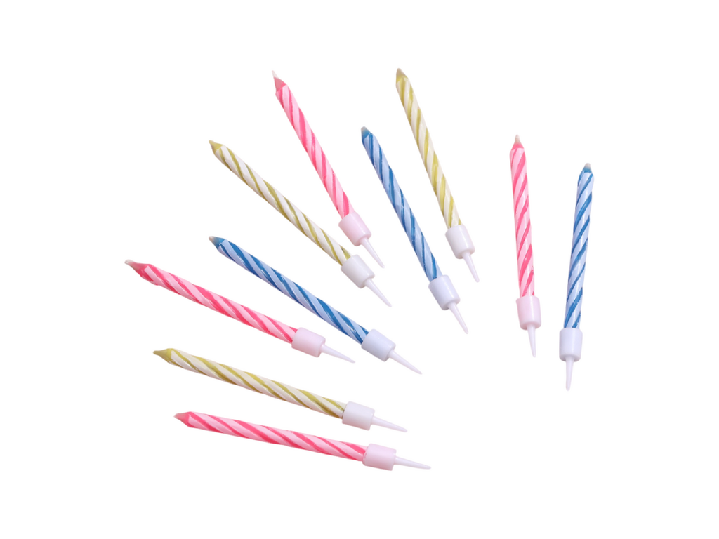 Свечи для торта Спираль разноцветные незадуваемые, 10 шт, 6 см