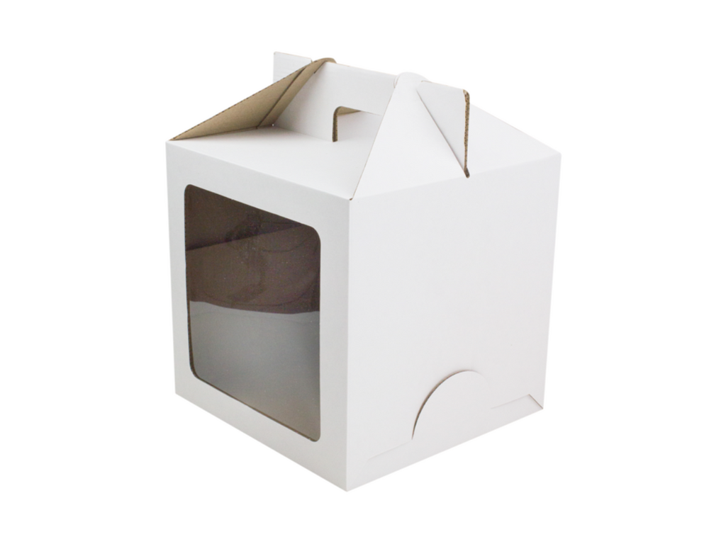 Короб под торт с ручками 24*24*24 см с окном (б)