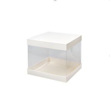 Короб для торта прозрачный 20*20*18 см белый