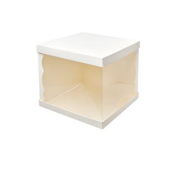 Короб для торта прозрачный 26*26*24 см белый