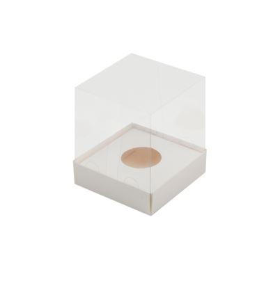 Короб под капкейк белый с прозрачной крышкой на 1 шт.,  10*10*12 см