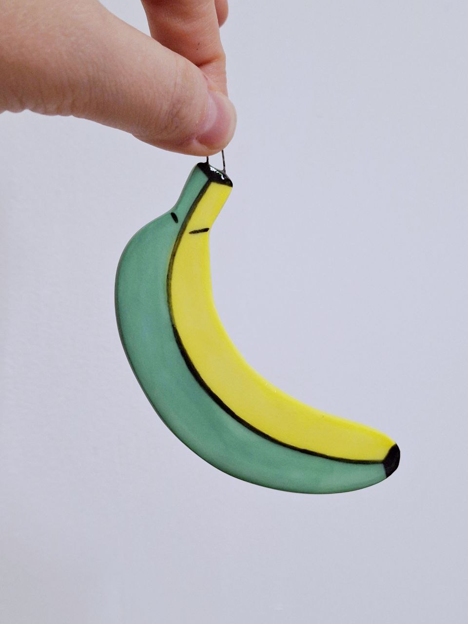Игрушка ёлочная. Украшение для дома. Банан жёлтый/зелёный. Уорхол
