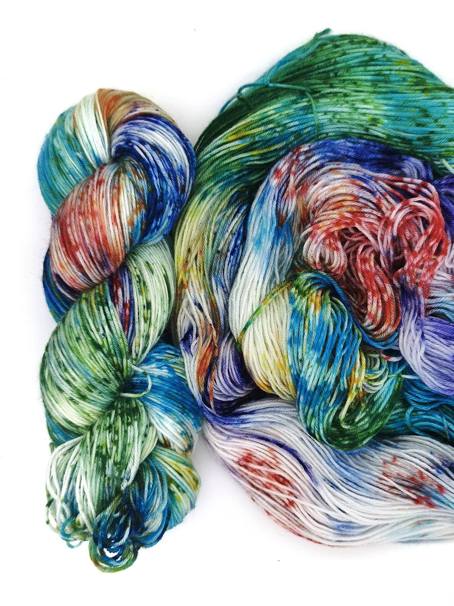 Пряжа ручного окрашивания, 100 гр/420 м, 75% меринос, 25% ПА, 22420