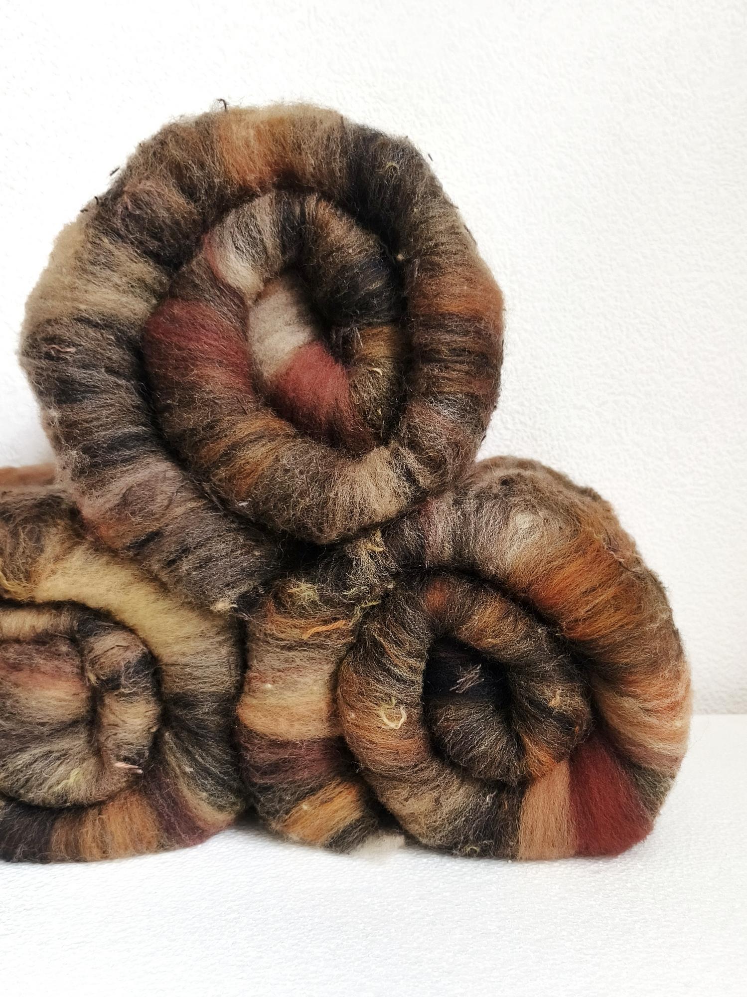 Кудель (батт)  для прядения, твид, 60 гр