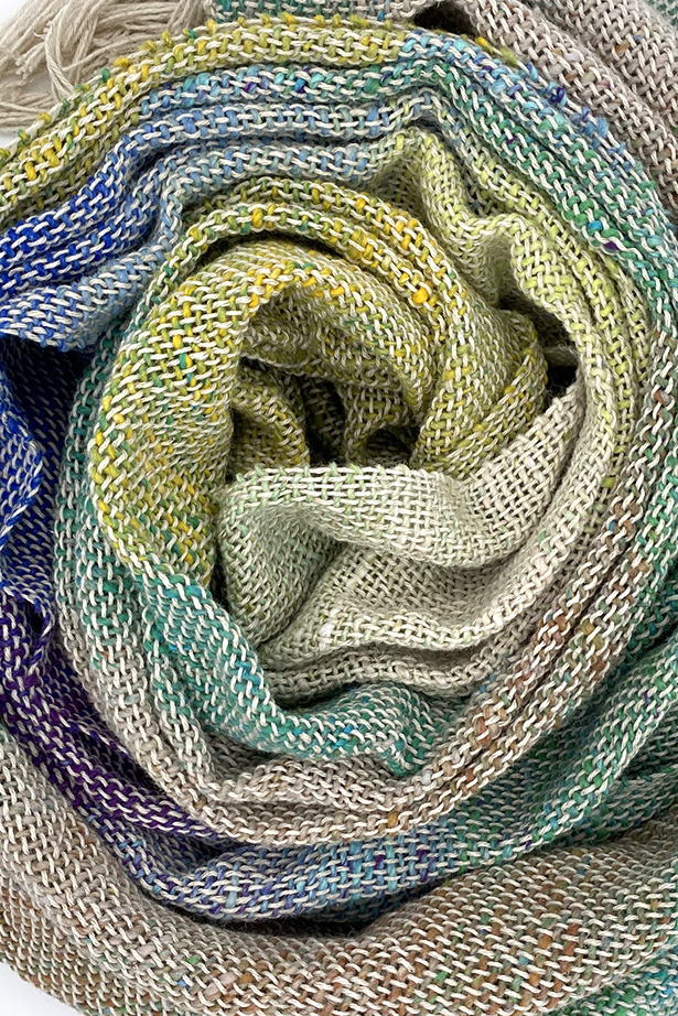 Бохо-шарф из хлопка со льном и NORO. Японская коллекция.