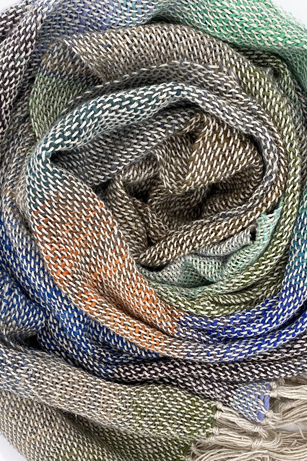 Бохо-шарф из хлопка со льном и NORO. Японская коллекция.
