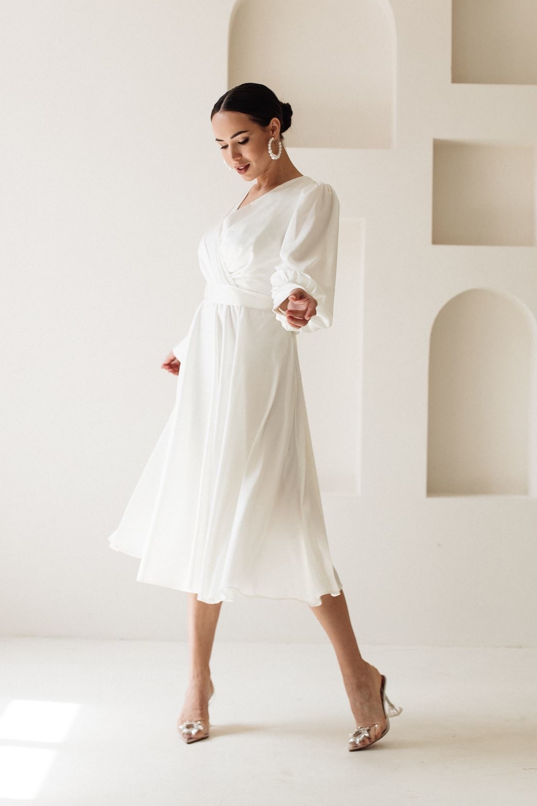 свадебное платье миди на роспись фото